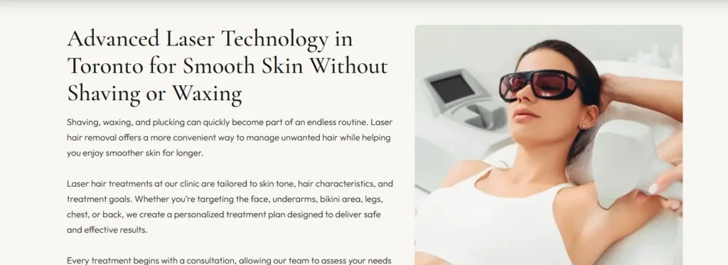 Laser hair removal clinic downtown Toronto service by The Beauty Lounge. 