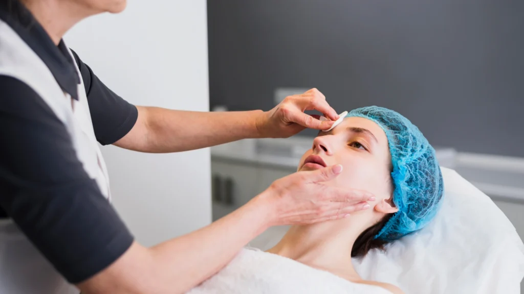 Acnelan skin preparation before treatment and pre care routine.